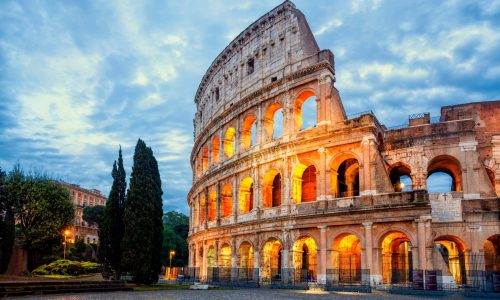 Colosseum,Morning,In,Rome,,Italy.,Exterior,Of,The,Rome,Colosseum.