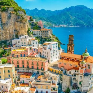 Atrani,On,Amalfi,Coast,,Italy.,Aerial,Photo,Of,Famous,City