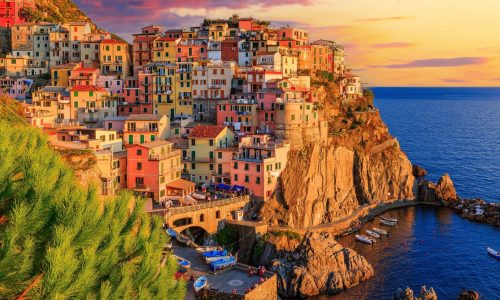Manarola,Village,At,Sunset.,Cinque,Terre,National,Park,,Liguria,Italy.